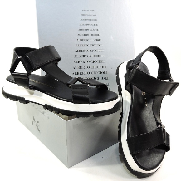 PRINCIPE DI BOLOGNA 🇮🇹 WOMEN'S BLACK SOFT LEATHER SPORT SUMMER FLAT SANDALS - Picture 10 of 10